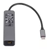 Hub USB-C Akyga AK-AD-66 com 3x USB 3.0 e Gigabit Ethernet, 15 cm, preto