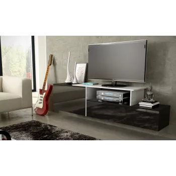 Móvel de TV Cama SIGMA 3 180 preto/preto brilhante + branco