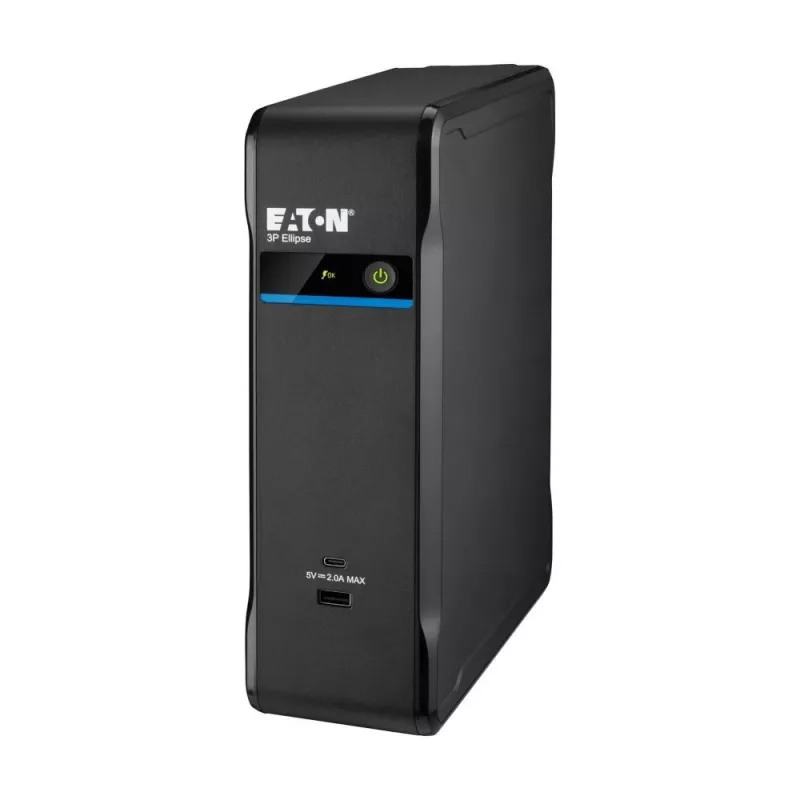 Eaton 3P Ellipse 900 USB FR UPS em modo de espera (offline), 900 VA / 540 W, 4 tomadas AC, USB-C, bateria de 9 Ah, preto