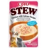 Snack húmido para gatos INABA Ciao guisado de frango e salmão saqueta 40 g — carnudo, sem cereais, para gatos adultos