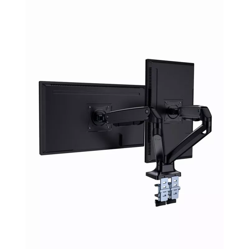 Suporte para monitor GEMBIRD MA-DA2-03 para ecrãs até 35 polegadas, fixação de mesa, VESA 75x75–100x100, 20 kg, preto, ecrã duplo