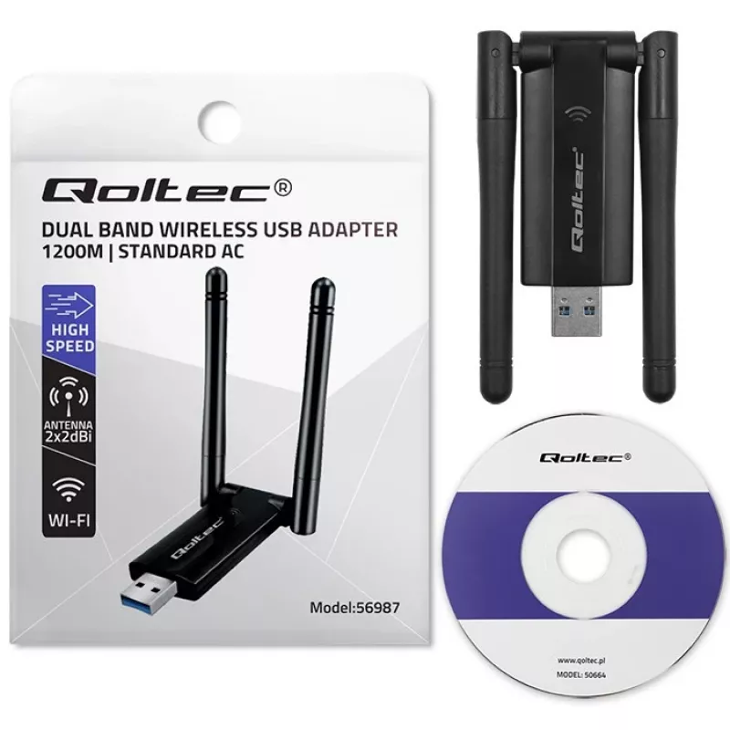 Adaptador USB Wi-Fi duplo sem fios rápido 2 X