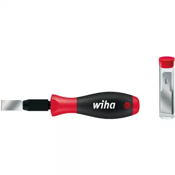 Conjunto de raspadores universais Wiha 26920 SoftFinish, 12 peças, lâmina 13 mm, incl. 10 lâminas de substituição, preto/vermelho