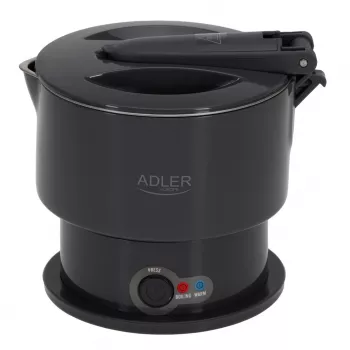 Chaleira elétrica Adler AD 1377G, capacidade 0,6 L, 600 W, cinzento, plástico/silicone/aço inoxidável