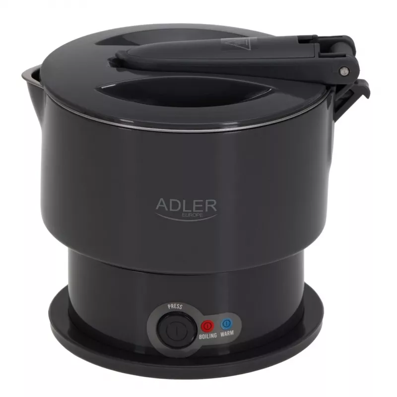 Chaleira elétrica Adler AD 1377G, capacidade 0,6 L, 600 W, cinzento, plástico/silicone/aço inoxidável