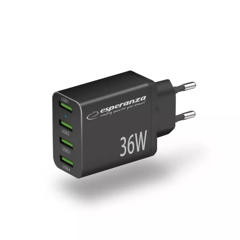 Carregador de parede Esperanza EZC107K 36W preto
