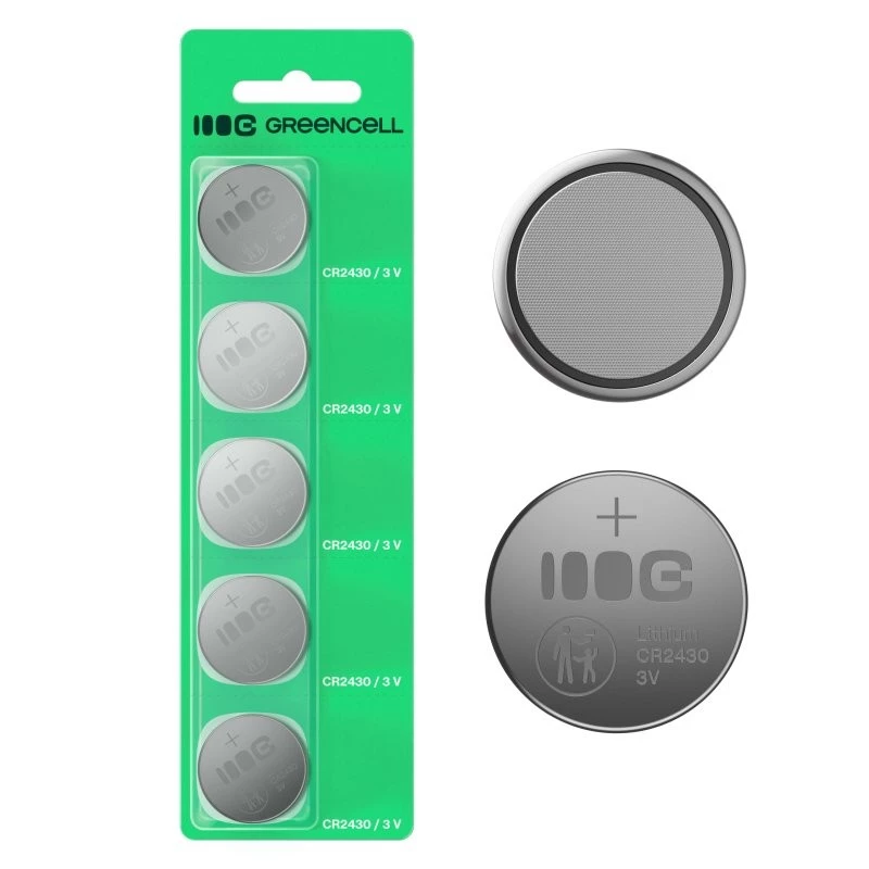 Pilha botão Green Cell CR2430 3V — pack de 5