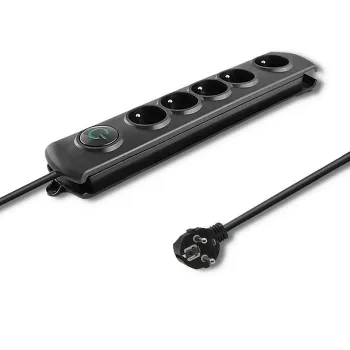 Proteção contra sobretensões Qoltec 50269 preto 5 tomadas AC 230V