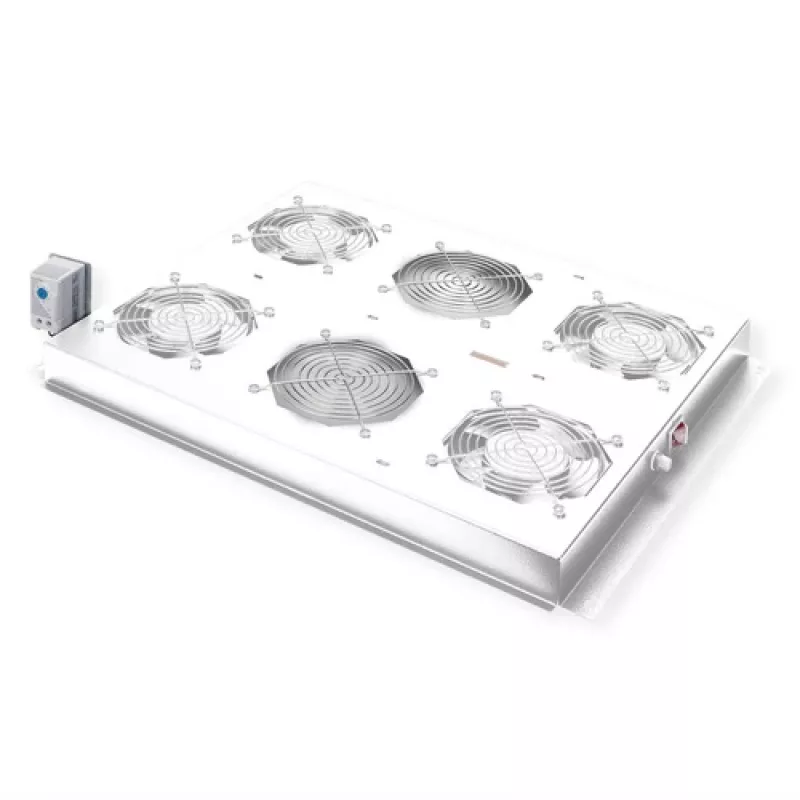 Unidade de ventoinhas de teto ROLINE 19 polegadas com termostato, 4 ventoinhas, caixa de aço, cinzento