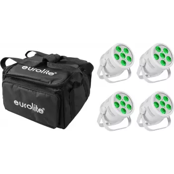 Projetor LED Par EUROLITE Silent Par 6 QCL Floor 4x com Soft-Bag – Par LED QCL de chão, conjunto de 4
