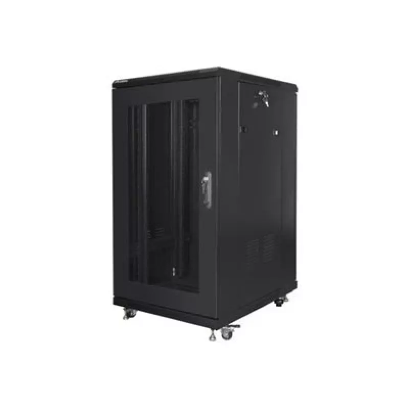 Armário rack autónomo LANBERG FF01-6822-23B 22U, calhas de 19 polegadas, 1159×600×800 mm, IP20, rodas, fechadura com chave, preto