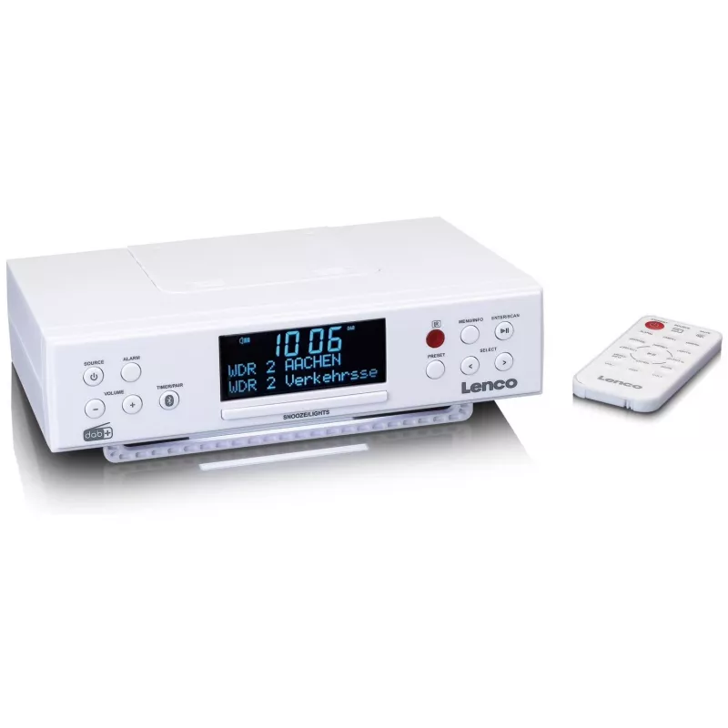 Lenco KCR-190WH rádio de cozinha para montar sob armário com PLL FM, DAB+ e Bluetooth, branco