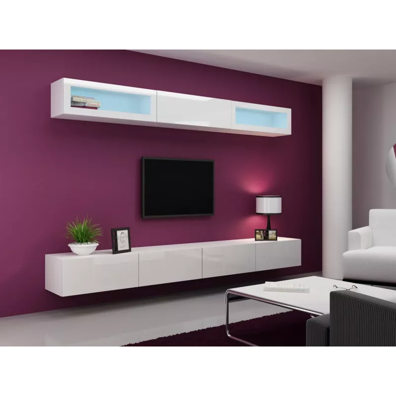 Cama conjunto de armários de sala VIGO 11 branco/branco brilhante