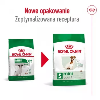Comida seca para cães Royal Canin Mini Adult 8+ 2 kg — raças pequenas 5–10 kg, aves, fórmula de controlo de peso