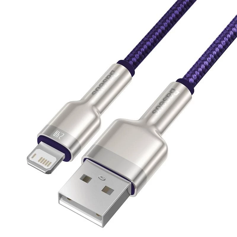 Cabo USB-A para Lightning Baseus 1 m — cabo de dados USB, roxo