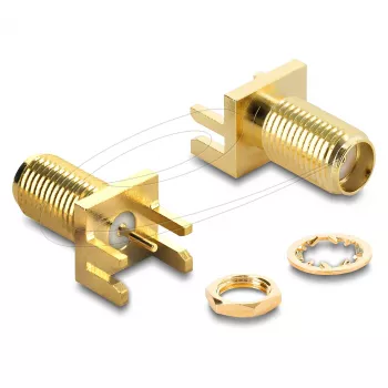 Adaptador DELOCK SMA gender changer 67412, SMA para SMA, dourado