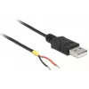 Cabo Delock USB2.0 ficha Type-A > 2 extremidades de cabo abertas - 1,5 m - preto (85664)