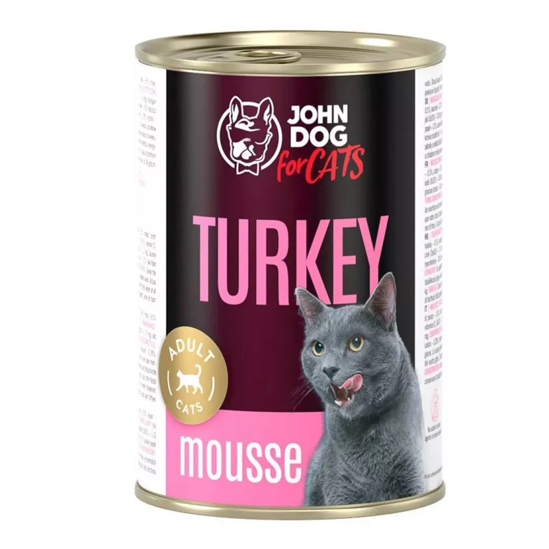 Comida húmida para gatos john dog JD for CATS ADULT TURKEY MOUSSE 400 g — comida húmida, peru, gatos adultos, 400 g