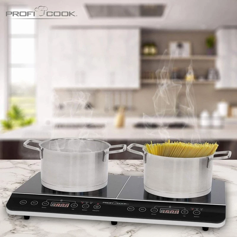 Placa de indução PROFI COOK PC-DKI 1067, 3500W, 2 zonas de cozedura, preta