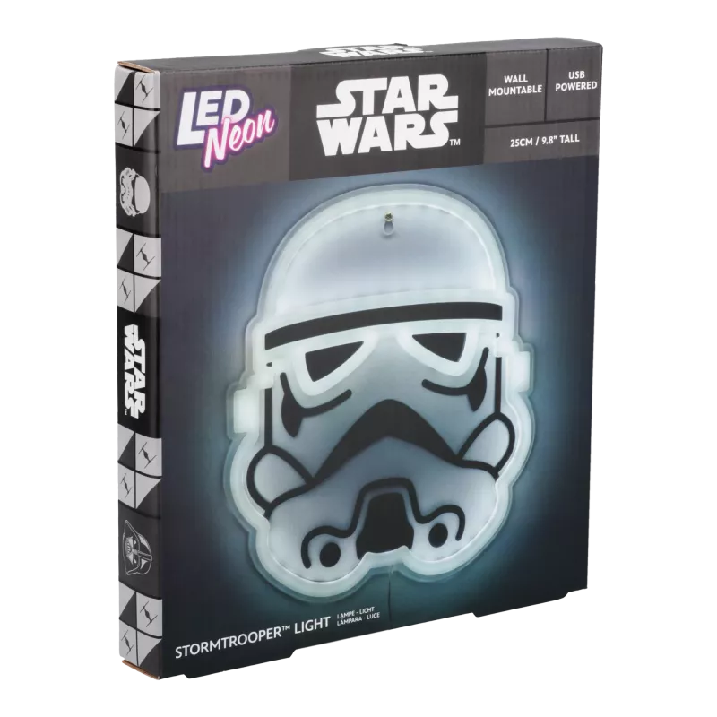 Luz néon LED de parede Paladone Stormtrooper modelo PP14595SWVN, iluminação decorativa Star Wars