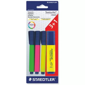 Marcador Staedtler Textsurfer classic 364 4 unid. ponta biselada verde rosa branco