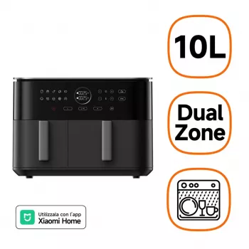Fritadeira de ar quente Xiaomi Dual Zone EAN 10 L 2700W Potência total Preto