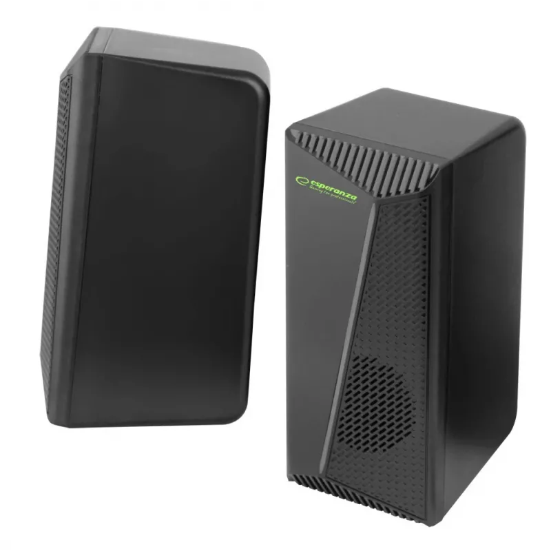 Esperanza EGS106 Rainbow Nortec colunas 2.0, 6 W (2x3 W), alimentadas por USB, mini-jack de 3,5 mm, LED RGB, pretas