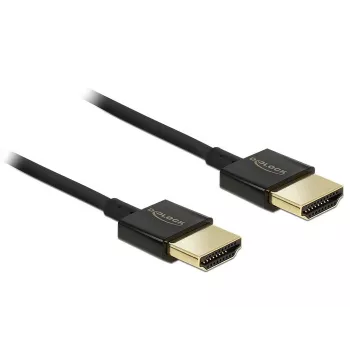 DeLOCK Slim Premium - cabo de vídeo/áudio/rede - 36 AWG - HDMI, 19 pinos (M) - HDMI, 19 pinos (M) - 1,0 m - tripla blindagem - preto (84771)