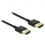 DeLOCK Slim Premium - cabo de vídeo/áudio/rede - 36 AWG - HDMI, 19 pinos (M) - HDMI, 19 pinos (M) - 1,0 m - tripla blindagem - preto (84771)