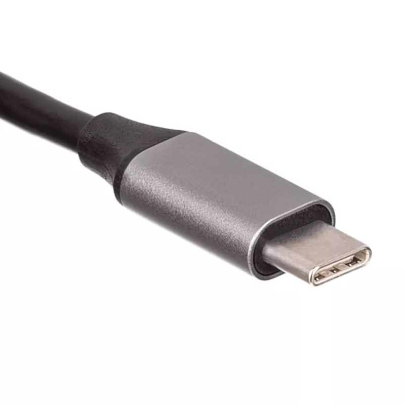Hub USB-C Akyga AK-AD-66 com 3x USB 3.0 e Gigabit Ethernet, 15 cm, preto