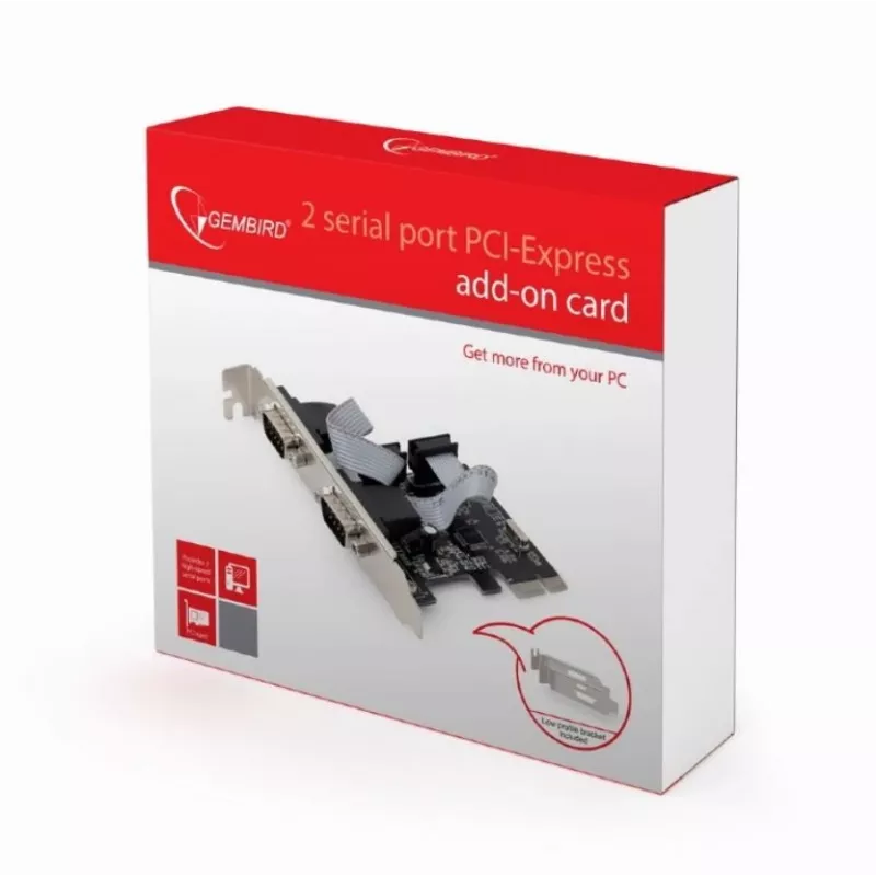 Placa série PCIe Gembird SPC-22, 2x RS-232, perfil baixo, WCH382, 2 Mbps