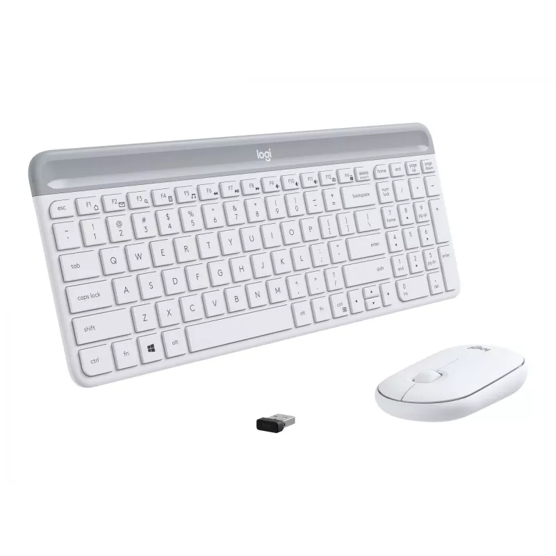 Logitech Slim Wireless Combo MK470 - conjunto teclado e rato - sem fios - 2,4 GHz - espanhol - branco sujo (920-009199)