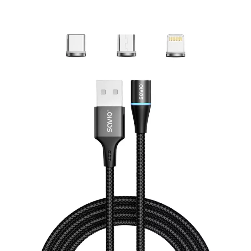 Cabo USB Savio CL-152 1 m USB 2.0 USB C Micro USB A/Lightning preto