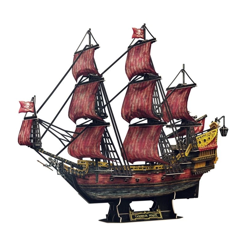 Puzzle 3D cubicfun Queen Anne's Revenge Anniversary Version – modelo 306-T4040H, navio de coleção para montar