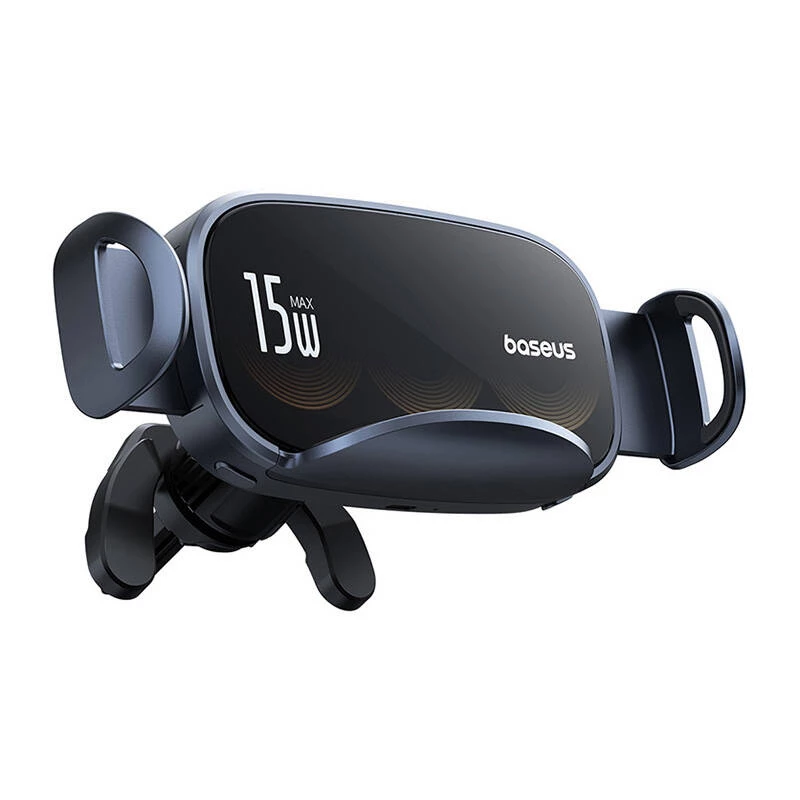 Baseus LightChaser BS-CM029 Suporte de telemóvel para automóvel com carregamento sem fios de 15 W para grelha de ventilação, preto