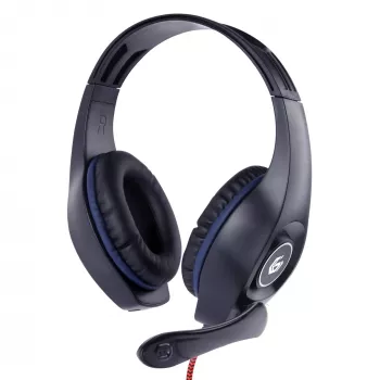 Headset gaming com fios GEMBIRD GHS-05-B, circum-aural, 20–20000 Hz, cabo de 2 m, 250 g, preto/azul