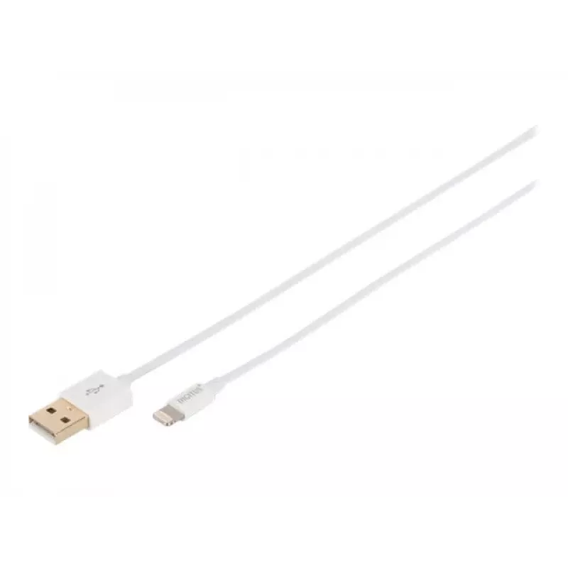 DIGITUS - Cabo Lightning - Lightning (M) para USB (M) - 1,0 m - isolamento duplo - branco - moldado - para Apple iPad/iPhone/iPod (Lightning) (DB-600106-010-W)