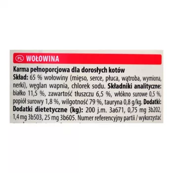 Ração húmida para gatos Animonda Carny lata 200 g — vaca, sem cereais, sem glúten, para gatos adultos, adequada em caso de alergias alimentares