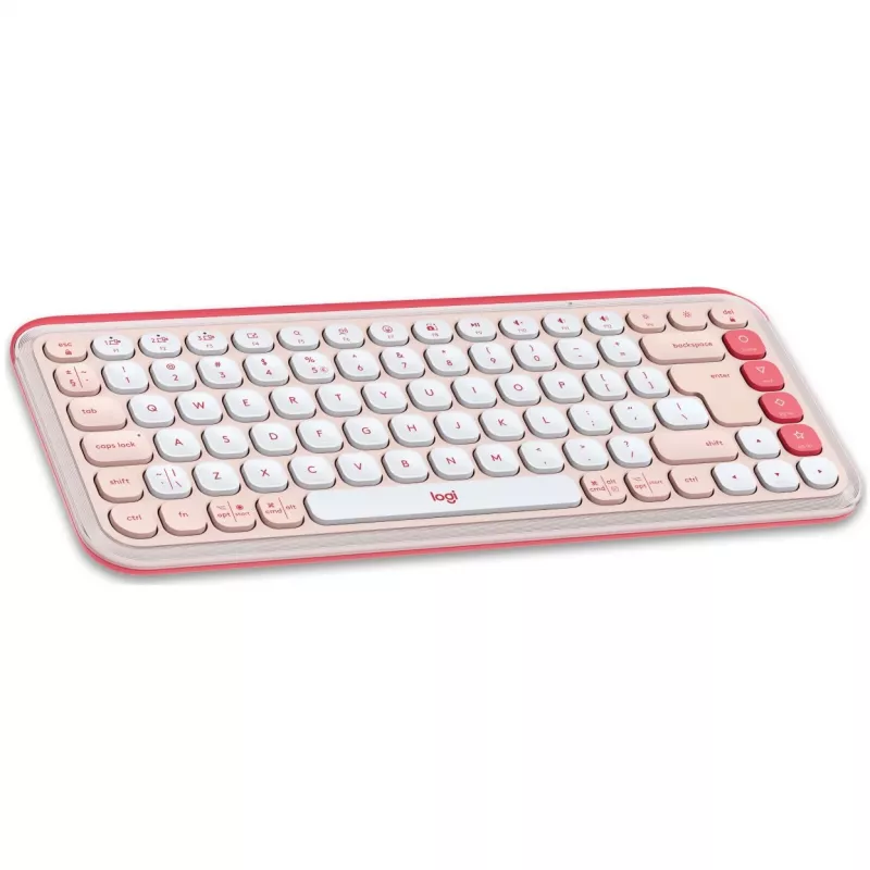 Logitech POP Icon Combo - Conjunto teclado e rato - Sem fios - Bluetooth LE - QWERTY - US International - rosa, branco sujo (920-013142)