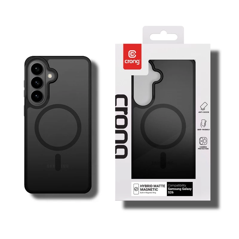 Capa Crong Hybrid Matte Magnetic para Samsung Galaxy S26 — TPU & PC, preto