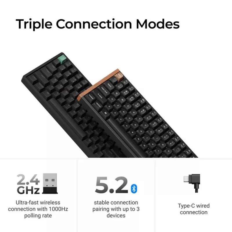 Teclado mecânico Keychron K4 HE com Gateron Double‑Rail Magnetic Nebula Switches, sem fios, preto, layout US