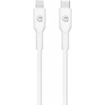 Cabo Manhattan USB-C para Lightning, carregar e sincronizar, 1m, branco, para Apple iPhone/iPad/iPod, macho para macho, certificado MFi (programa de aprovação Apple), 480 Mbit/s (USB 2.0), Hi-Speed USB, garantia vitalícia
