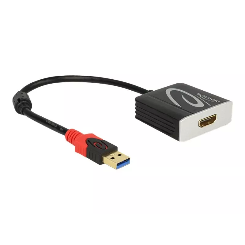 Adaptador de cabo de vídeo DeLOCK 62736 USB Type-A para HDMI 0,2 m preto