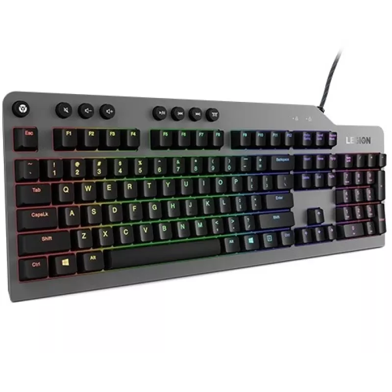 Teclado mecânico para gaming Lenovo Legion K500 – Full-Size 104 teclas USB, QWERTY US English, retroiluminação RGB, cinzento/preto