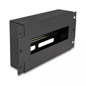 Delock 67320 Régua de disjuntores de 10" com cobertura e calha DIN, 3U, metal, preto
