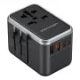 Vention adaptador de viagem e carregador GaN de 65 W, 2x USB-A 2x USB-C, preto