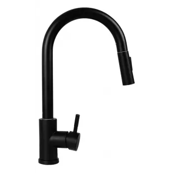 Pyramis Idea Granit Volcano Torneira de cozinha com chuveiro extensível, Preto, 090941338