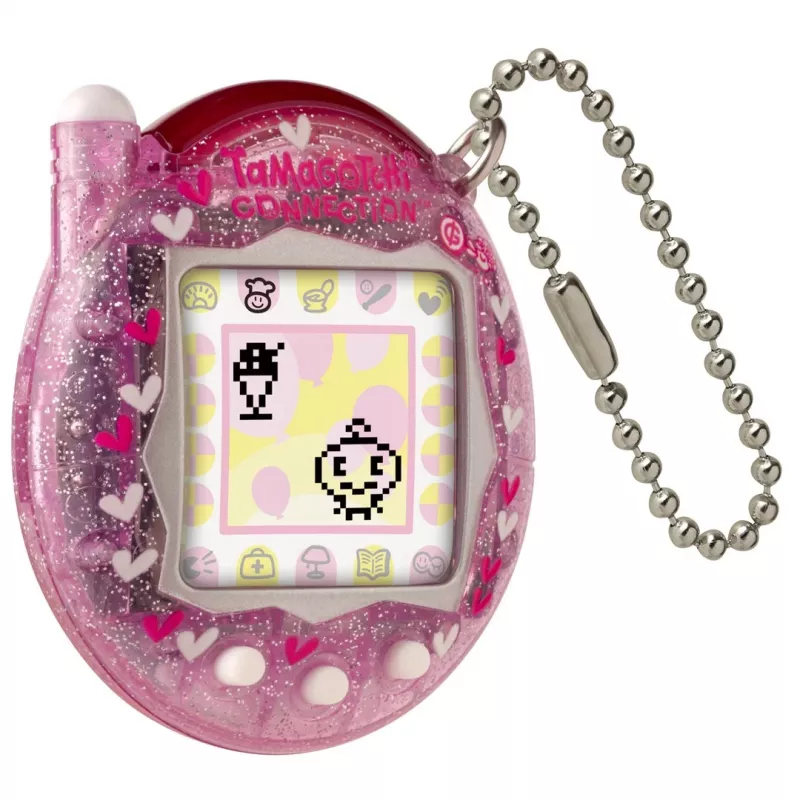 Animal de estimação virtual portátil Bandai Tamagotchi Connection rosa glitter — brinquedo de animal de estimação virtual