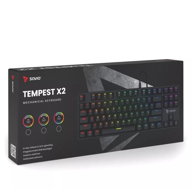 Teclado mecânico Savio RGB Tempest X2 Outemu Brown