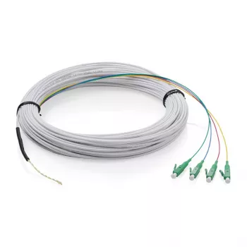 Cabo drop FTTH DIGITUS monomodo, 4 fibras com 4 conectores LC/APC, 30 m